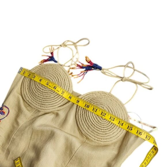 Farm Rio x Anthropologie Embroidered Linen Blend Dress, Embroidered, Beaded, S - Picture 5 of 11